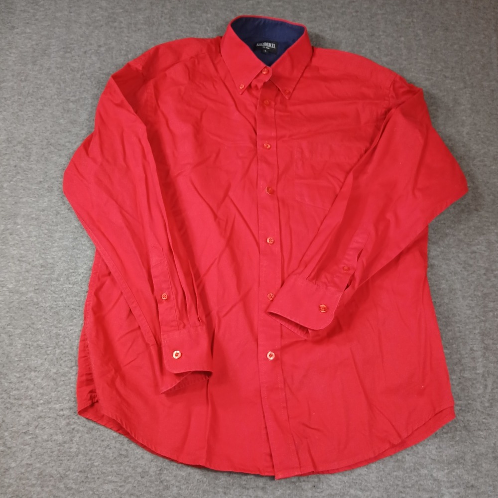 Gioberti Mens Red Long Sleeve Button Down Shirt Cotton‎ SI-501C Large
